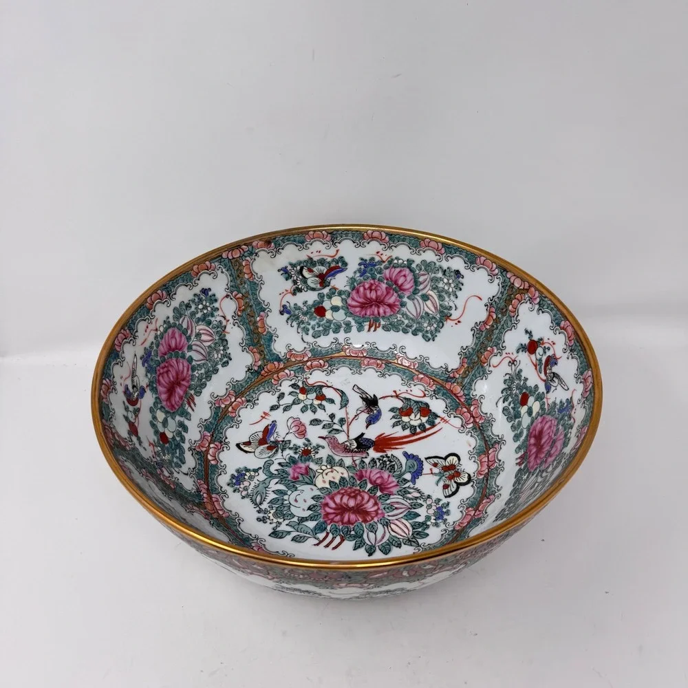 Vintage Large Chinoiserie Rose Medallion 10
